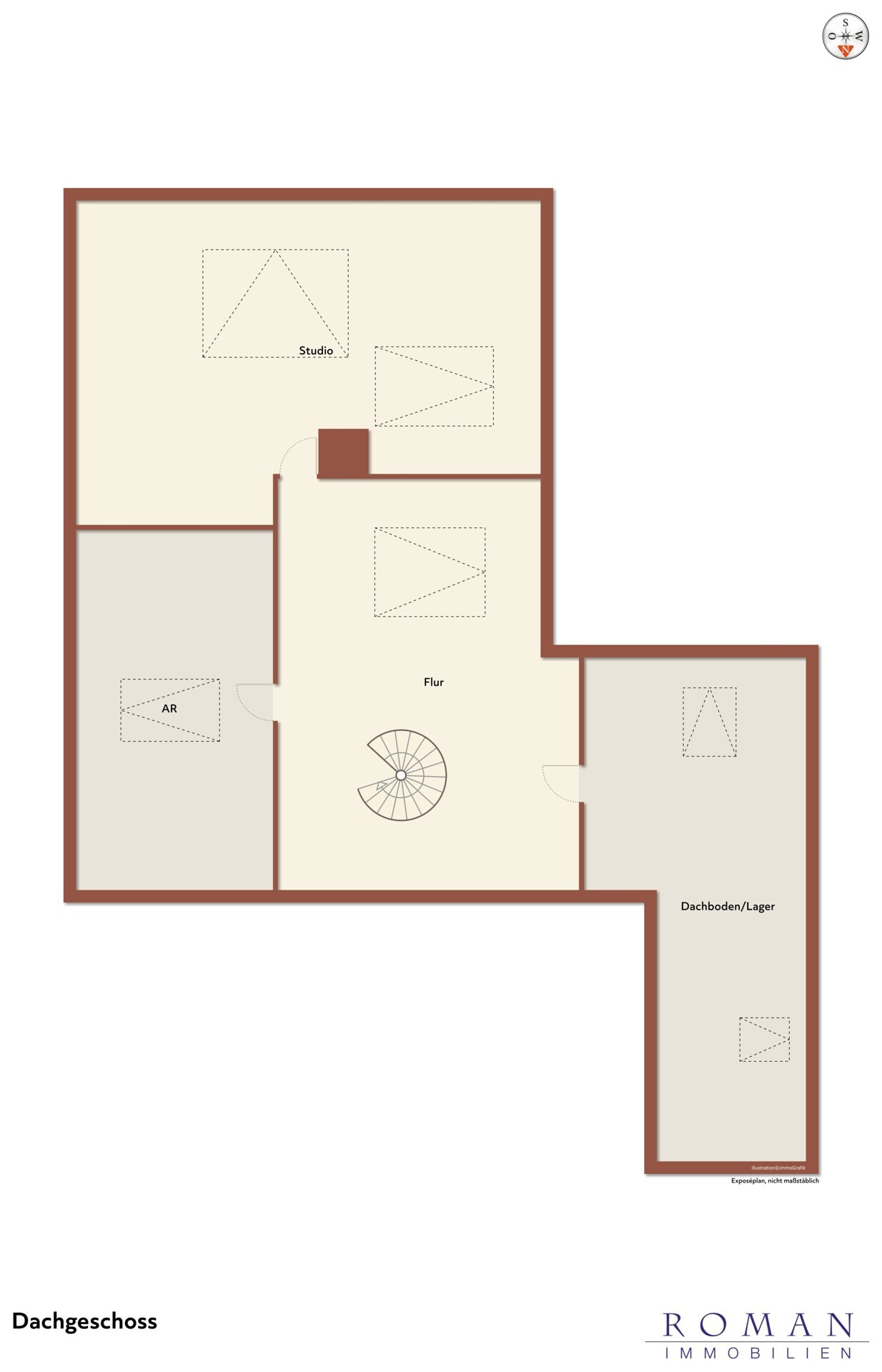 Dachgeschoss - Leerer Grundriss für Ihre Planung