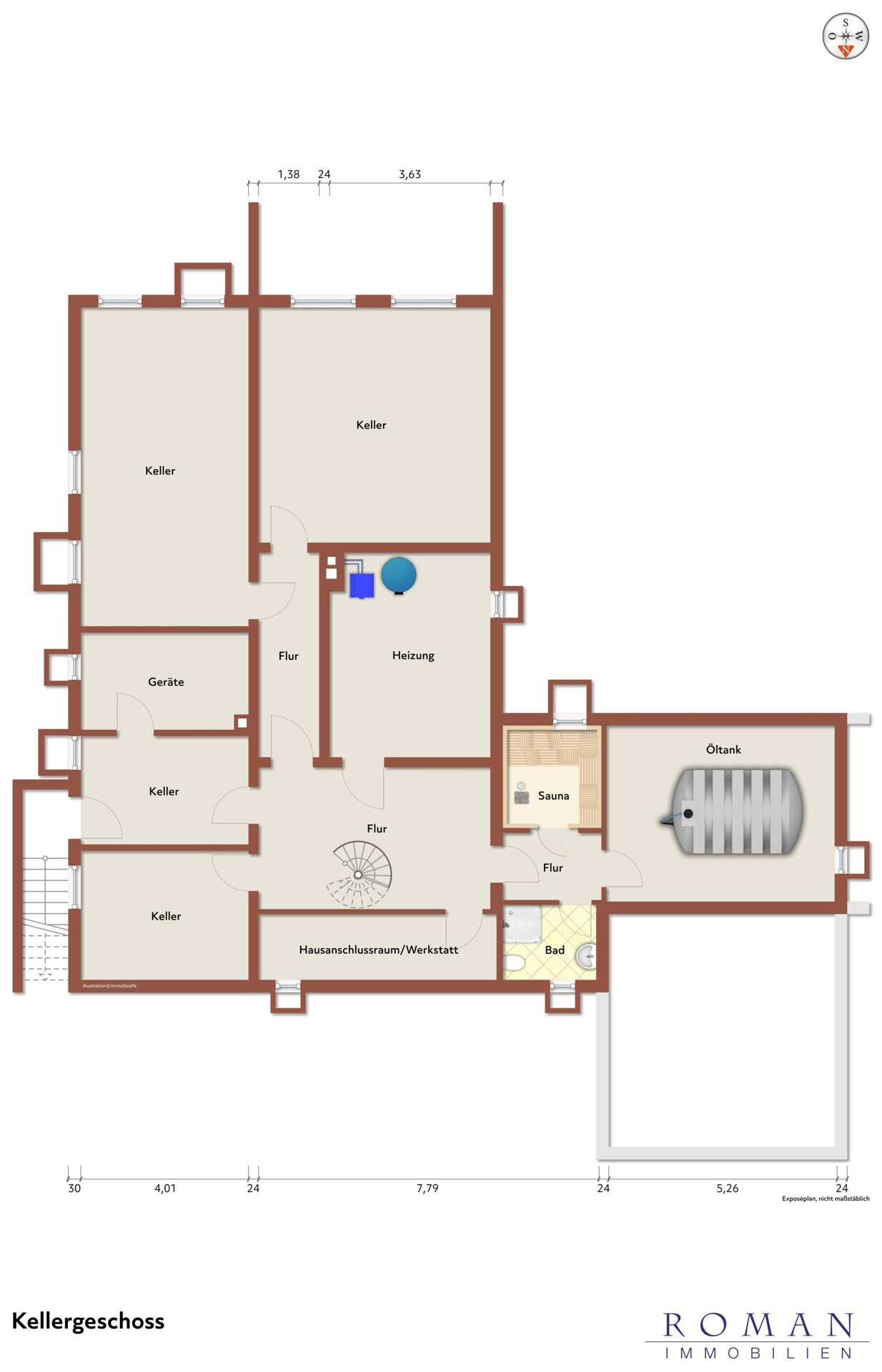 Untergeschoss - Leerer Grundriss für Ihre Planung