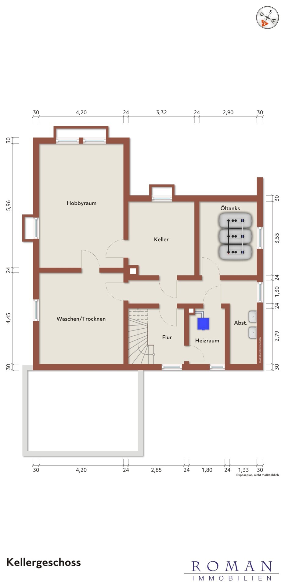 Grundriss Kellergeschoss - leer für Ihre Planung