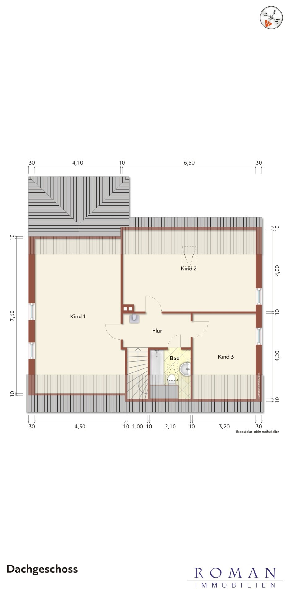 Grundriss Dachgeschoss - leer für Ihre Planung