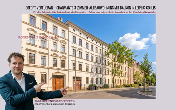 *Sofort Verfügbar* 
Charmante 3-Zimmer-Altbauwohnung mit Balkon in gefragter Lage in Gohlis – von Rosenberg Immobilien verkauft