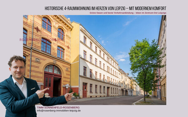 Stilvolle 4-Raumwohnung im Altbau mit Balkon – zentral und gut angebunden in Leipzig/Zentrum-Ost – von Rosenberg Immobilien verkauft
