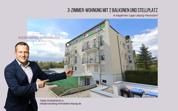 Gut vermietete 3-Zimmer-Wohnung mit 2 Balkonen und Stellplatz in Paunsdorf