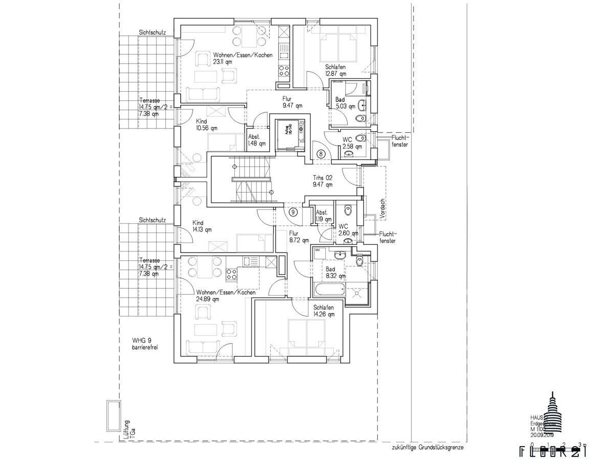 Grundriss_WE8_FFB_mit Maßstab+Flächen
