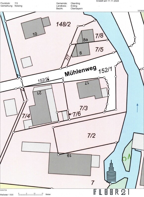 Flurkarte Mühlenweg 17-Oberding