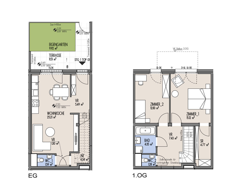 NordGlck - Wohnen wie im Haus 3-Zimmer-Wohnung mit Terrasse und einen kleinen Eigengarten perfekte Aufteilung, viel Freiraum - Top 01-001 /  / 1210 Wien / Bild 1