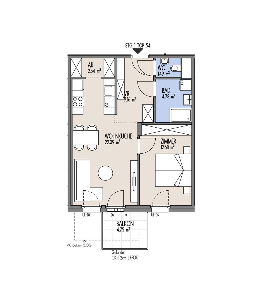 NordGlck - Ideal geschnittene 2-Zimmer-Wohnung - Lichtdurchflutet & gut aufgeteilt - TOP 01-054 /  / 1210 Wien / Bild 1