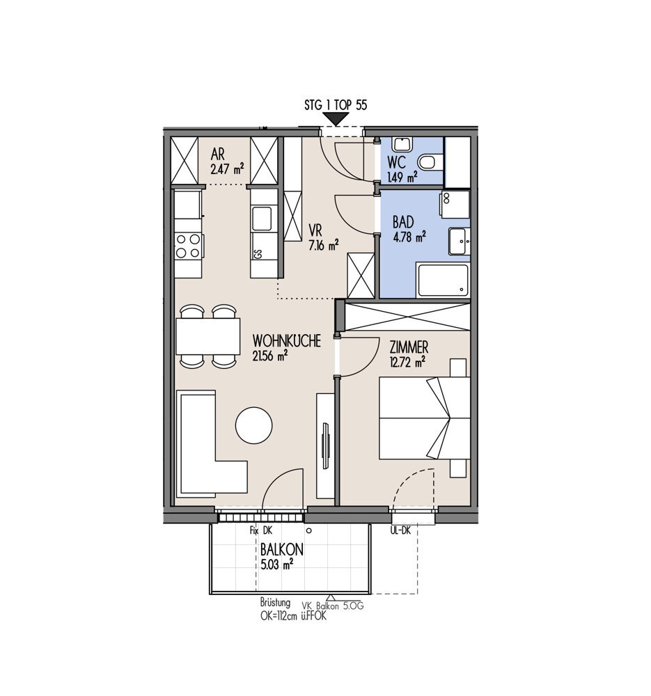 NordGlck - gut geschnittene 2-Zimmer Wohnung - Top 01-055 /  / 1210 Wien / Bild 1