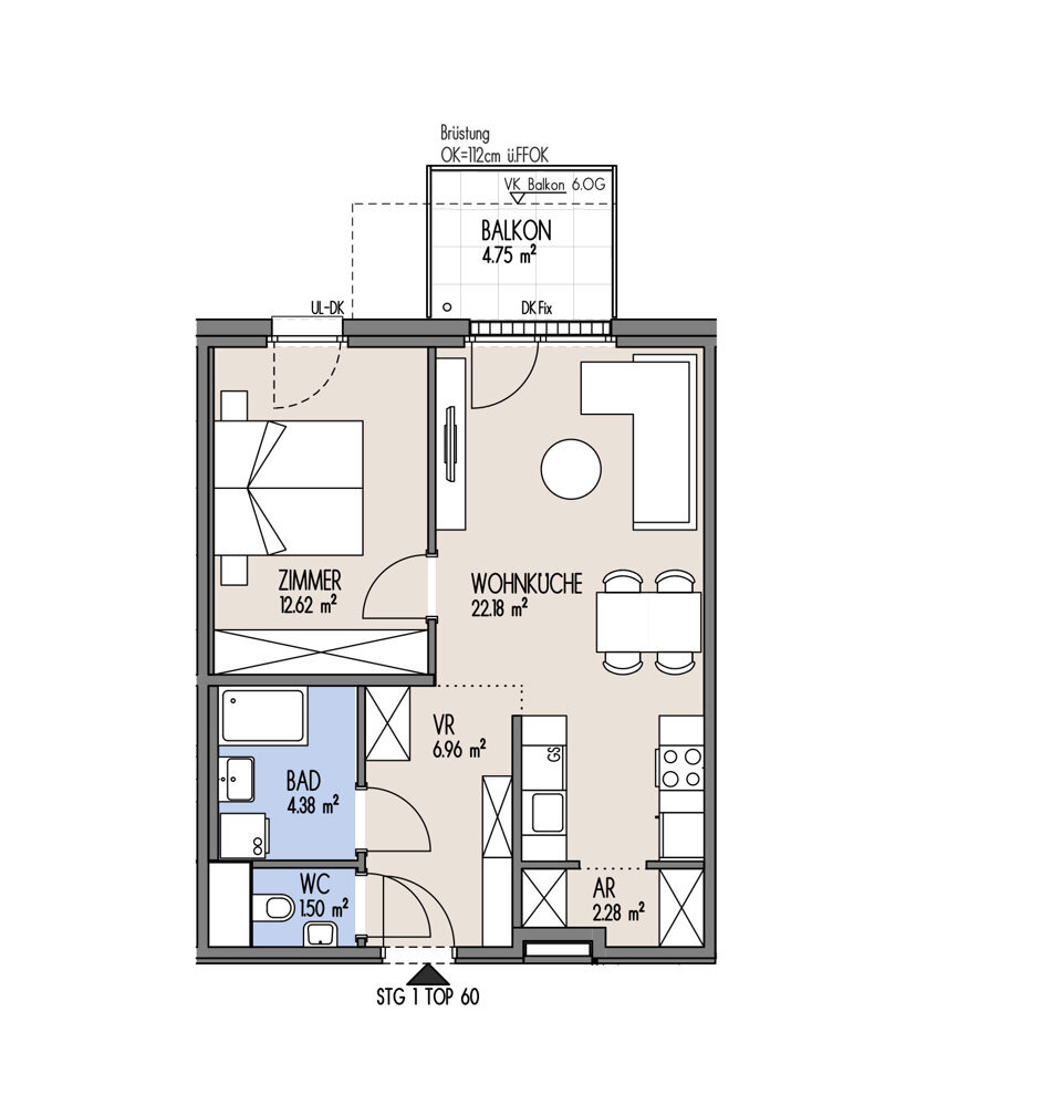 NordGlck - Singlewohnung mit Freiflche im 5. Stock - Top 01-060 /  / 1210 Wien / Bild 1