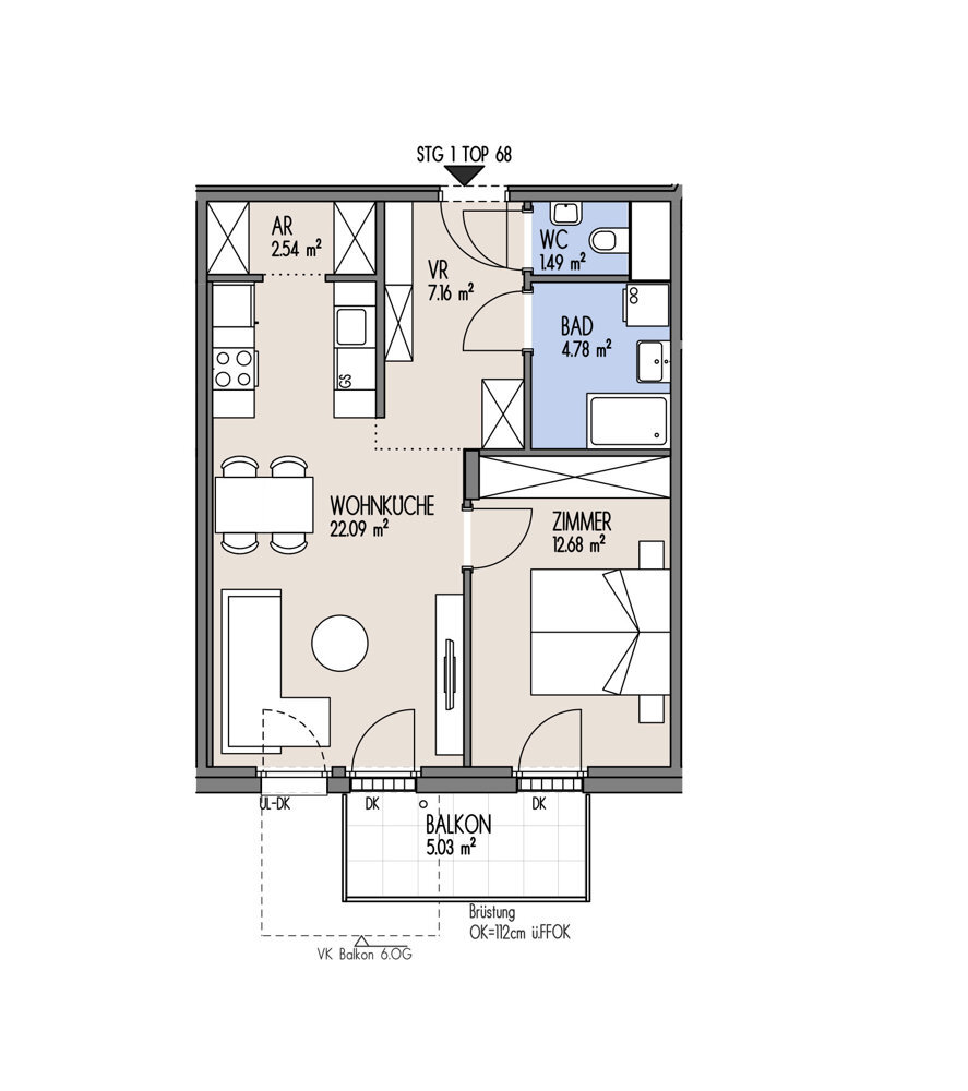 NordGlck - Zwei Zimmer zum Verlieben - Optimale Raumaufteilung fr Singles & Paare - TOP 01-068 /  / 1210 Wien / Bild 1