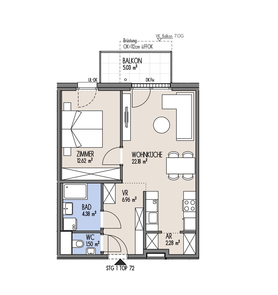 NordGlck - Gerumige 2 Zimmer-Wohnung mit Abstellraum und Balkon - Top 01-072 /  / 1210 Wien / Bild 1