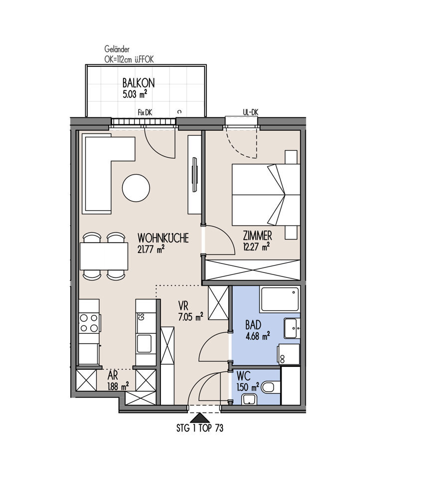 NordGlck - Innenhofseitige Wohnung mit Abstellraum - Top 01-073 /  / 1210 Wien / Bild 1