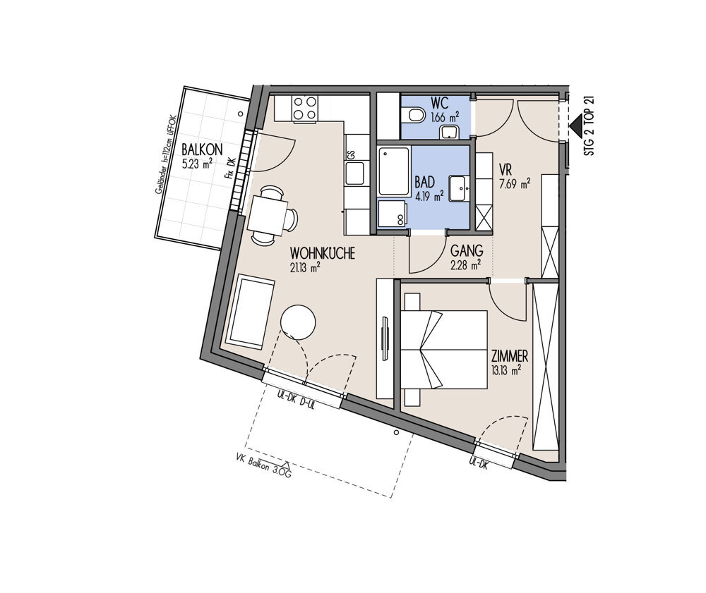 NordGlck - Solide Investition mit Zukunft 2-Zimmer-Wohnung mit Top-Grundriss - Top 02-021 /  / 1210 Wien / Bild 2