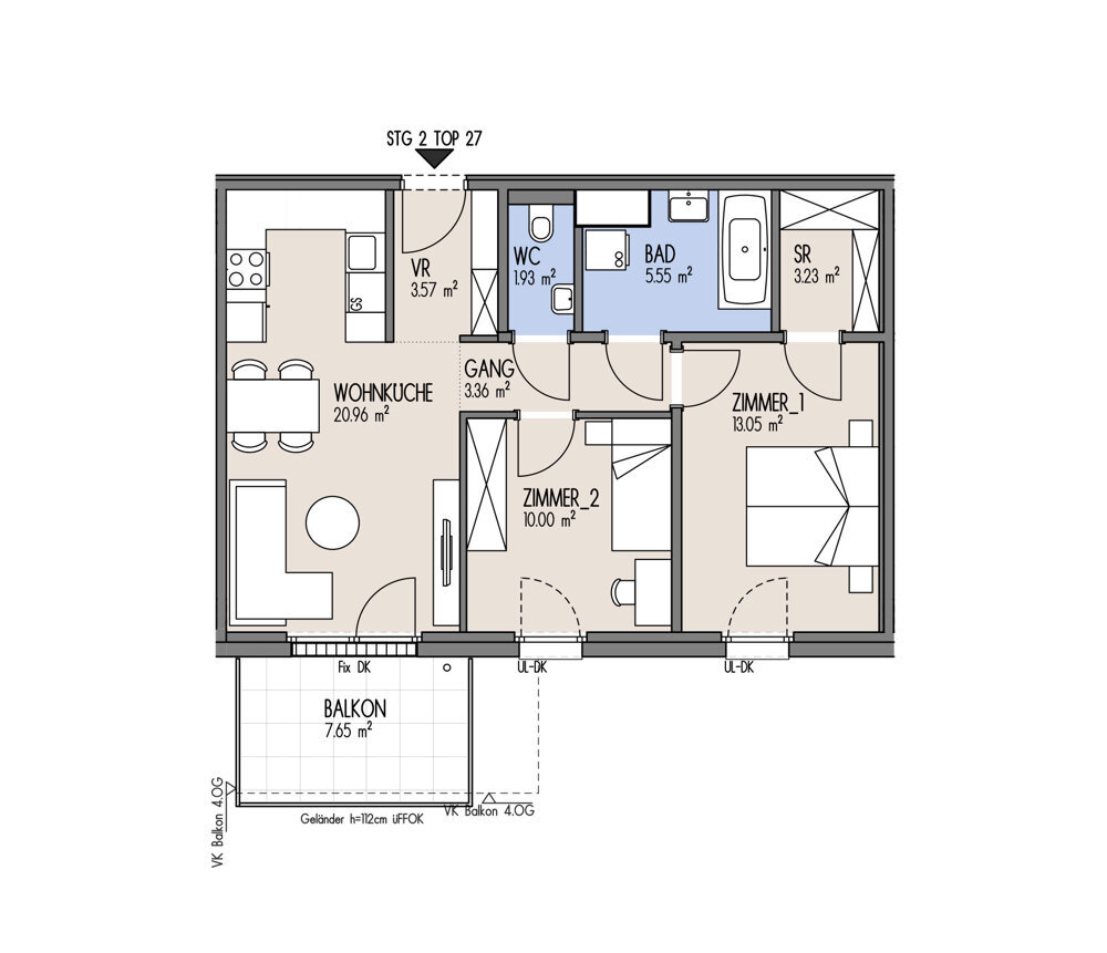 NordGlck - Kompakte 3-Zimmer-Wohnung ideal aufgeteilt, zum Top-Preis - Top 02-027 /  / 1210 Wien / Bild 2