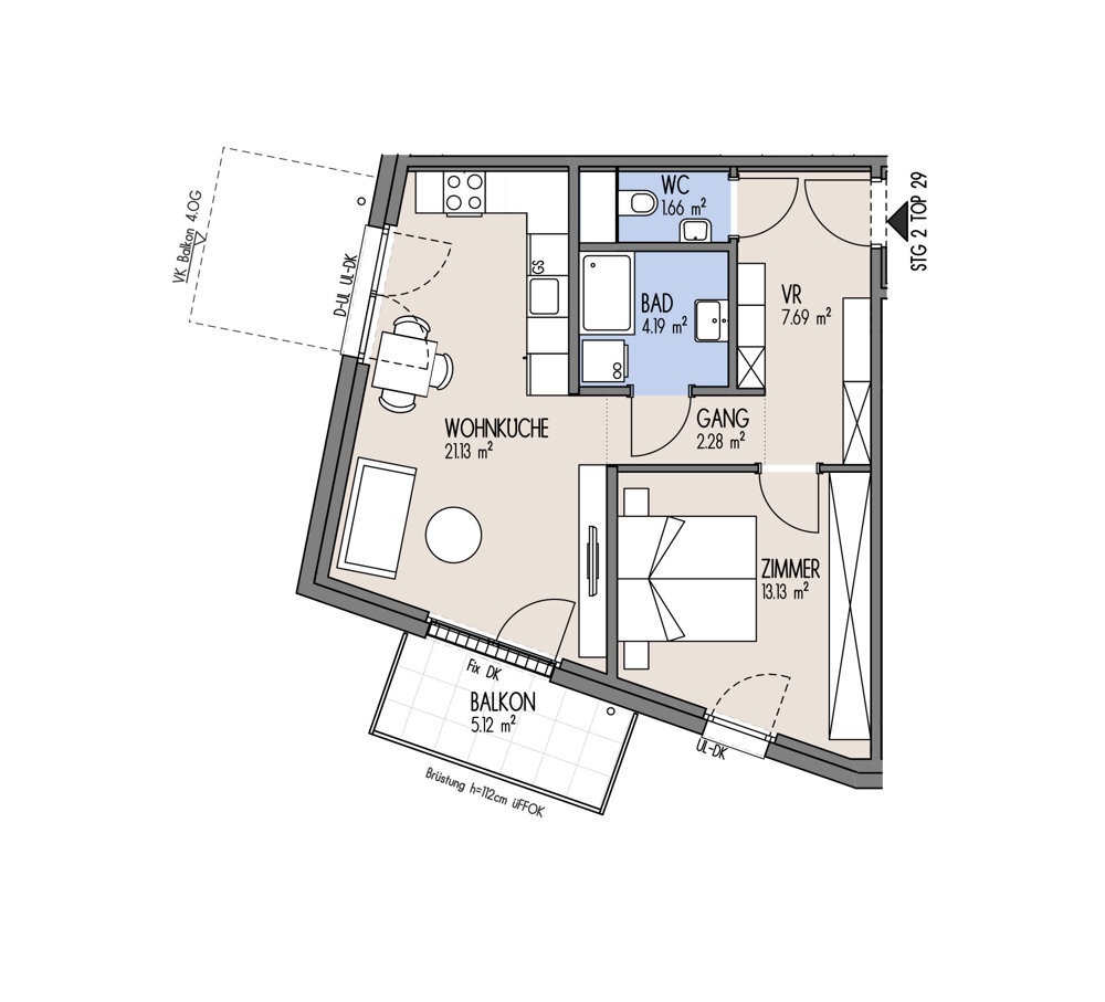 NordGlck - Solide Investition mit Zukunft 2-Zimmer-Wohnung mit Top-Grundriss - Top 02-029 /  / 1210 Wien / Bild 2