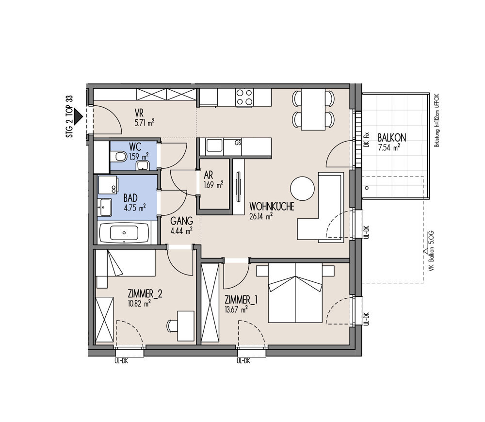 NordGlck - Anlage mit Zukunft 3-Zimmer-Wohnung in gefragtem Format - Top 02-033 /  / 1210 Wien / Bild 2