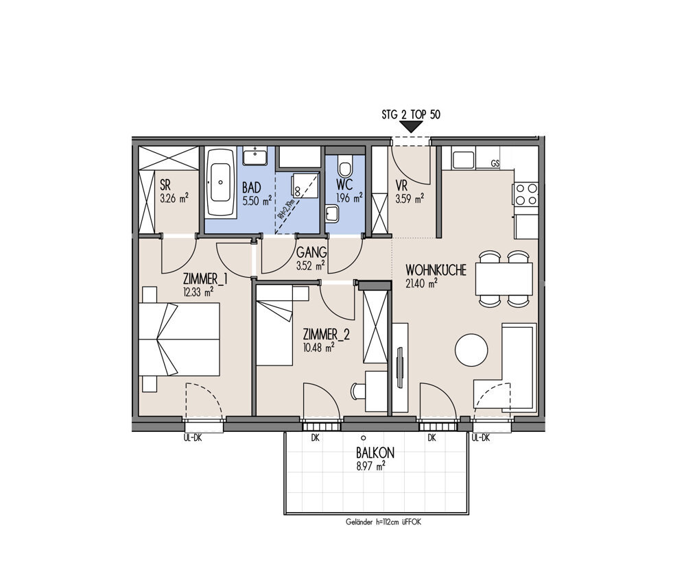 NordGlck - Kompakte 3-Zimmer-Wohnung Ideal aufgeteilt, zum fairen Preis - Top 02-050 /  / 1210 Wien / Bild 2