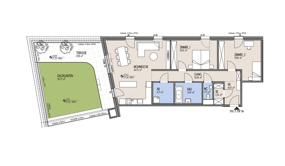 NordGlück - Große Dachgartenwohnung in Wien 21 - Top 02-056 /  / 1210 Wien / Bild 2