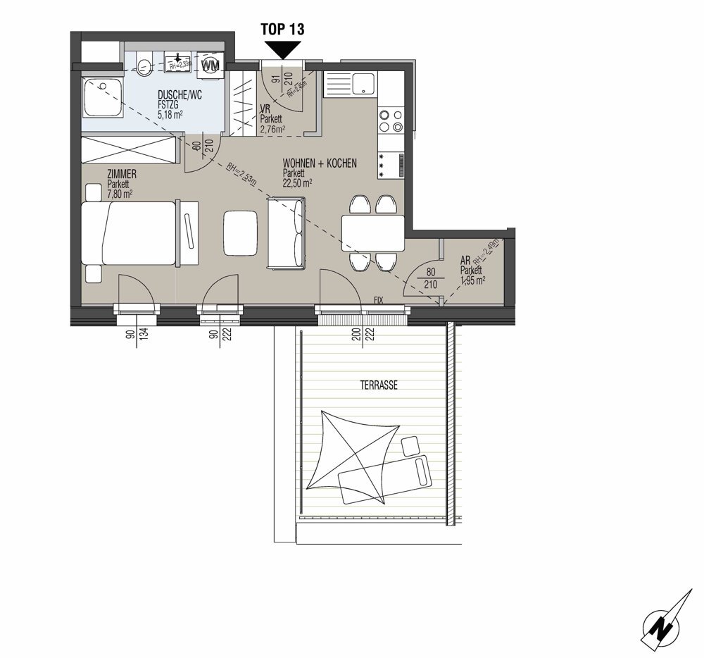 The Wild - perfekt geschnittene Single- oder Prchenwohnung mit Einbaukche und groer Terrasse im Patiohaus - P2.13 /  / 1020 Wien / Bild 2