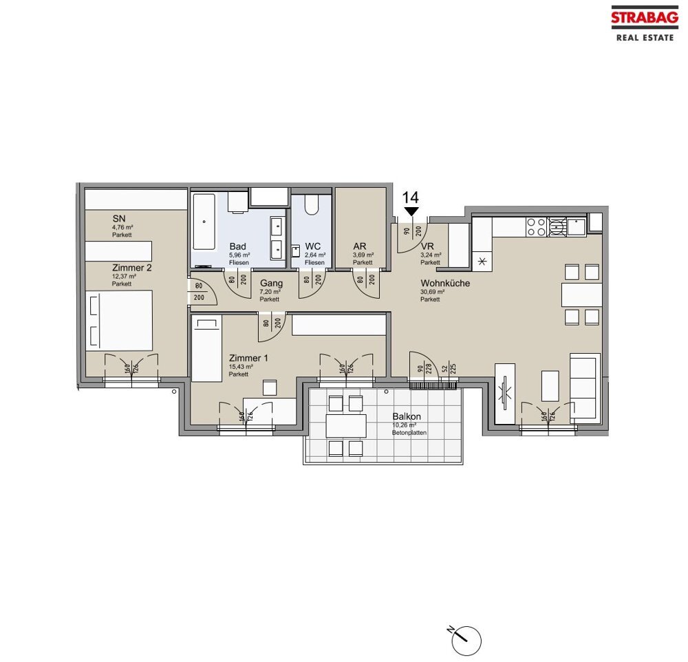 SOLEY - 3-Zimmer Wohnung mit Balkon - Ihr neues Zuhause! - Top 14 /  / 1200 Wien / Bild 6