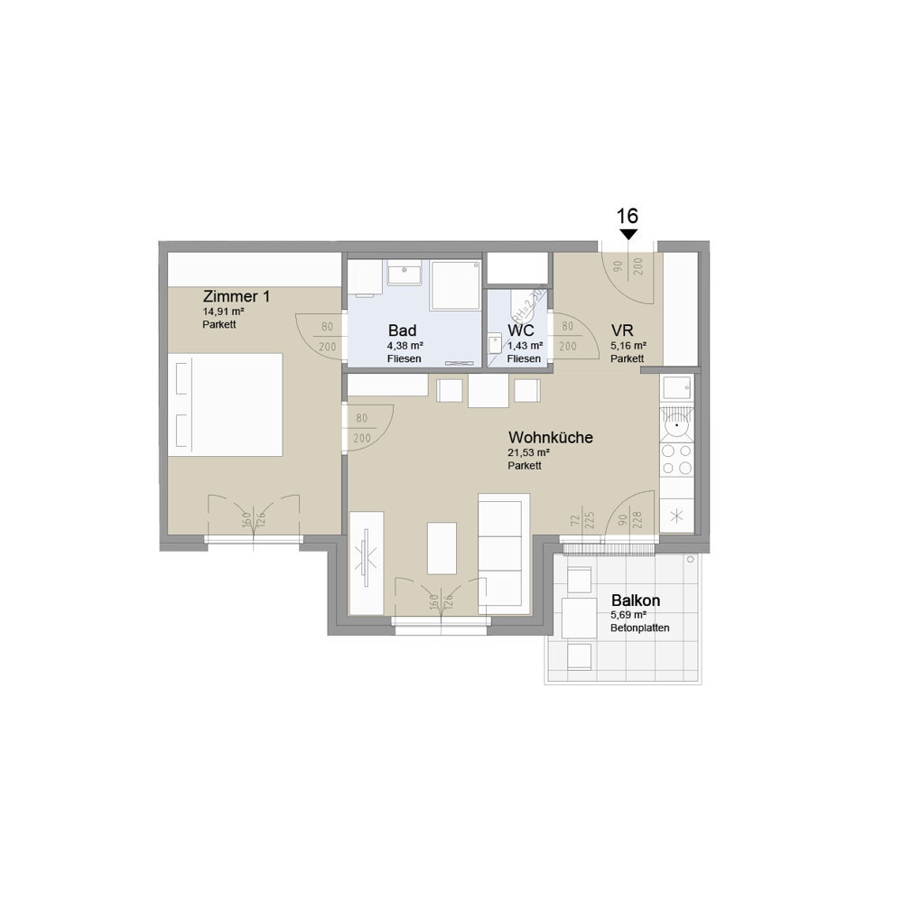 SOLEY - Charmante 2-Zimmer Wohnung mit Balkon - Top 16 /  / 1200 Wien / Bild 1