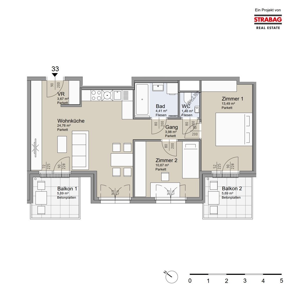 SOLEY - Kompakte 3-Zimmer Wohnung mit Balkon - Ihr neues Zuhause! - Top 33 /  / 1200 Wien / Bild 1