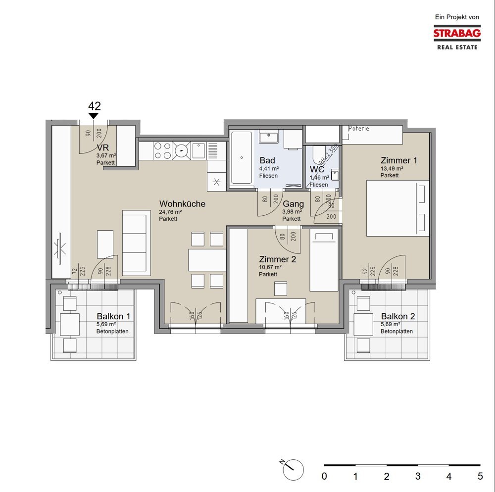 SOLEY - Kompakte 3-Zimmer Wohnung mit Balkon - Ihr neues Zuhause! - Top 42 /  / 1200 Wien / Bild 1