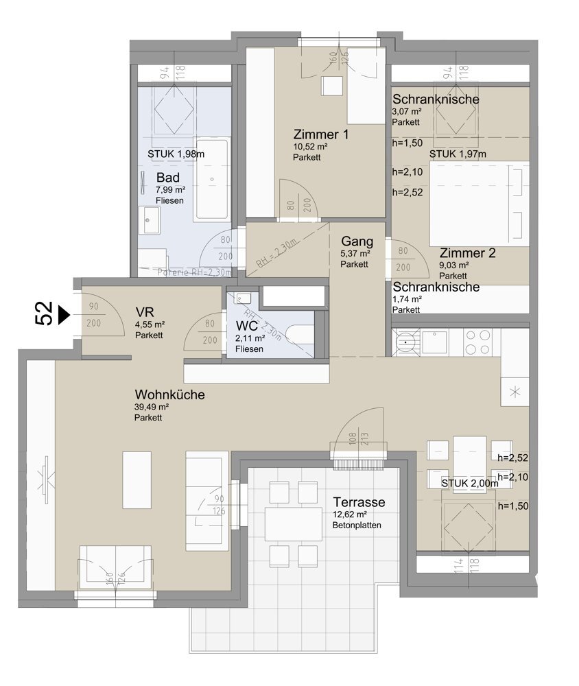 SOLEY - Grozgige 3-Zimmer Wohnung mit Terrasse - Top 52 /  / 1200 Wien / Bild 1