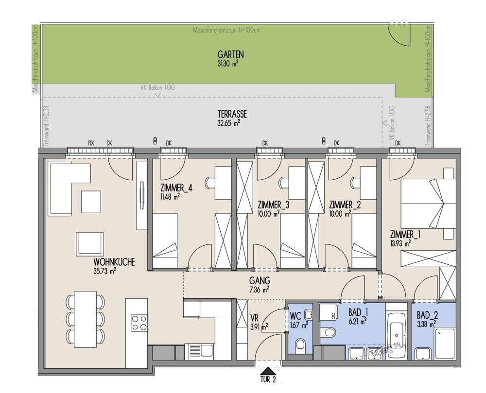 Hof am Park - Grozgige 5-Zimmer-Wohnung mit Terrasse, Garten und Raumhhe von 3,24 m - Top 1.2 /  / 1220 Wien / Bild 1