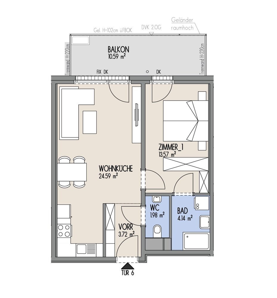 Hof am Park - Kompakte 2-Zimmer-Wohnung mit grozgigem Balkon - Top 1.6 /  / 1220 Wien / Bild 1