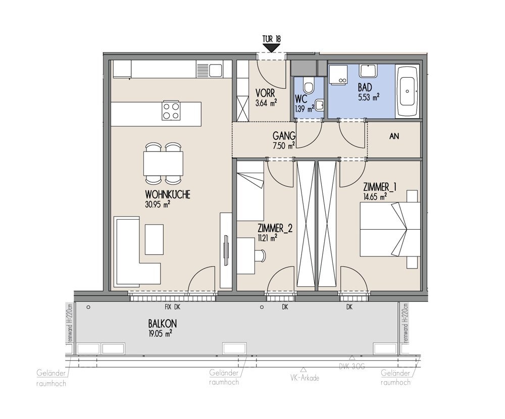 Hof am Park - Westseitige 3-Zimmer-Wohnung mit grozgigem Balkon und Parkblick - Top 1.18 /  / 1220 Wien / Bild 1