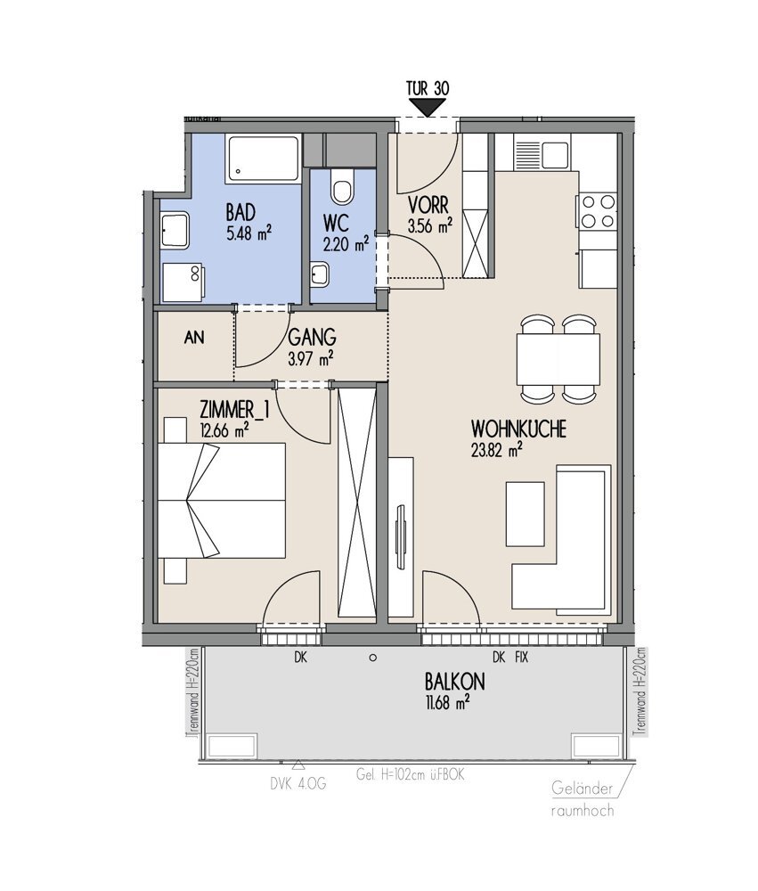 Hof am Park - Helle 2-Zimmer-Wohnung mit Sdbalkon - Top 1.30 /  / 1220 Wien / Bild 1