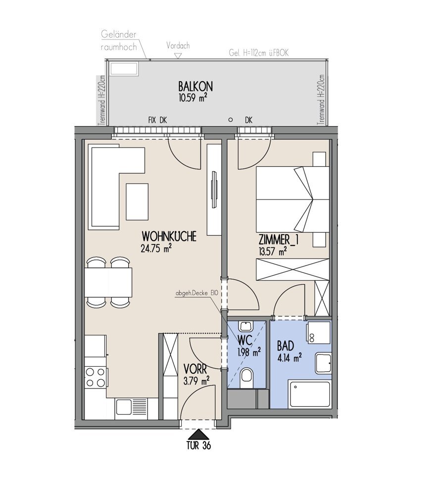 Hof am Park - Helle 2-Zimmer-Wohnung mit grozgigem Balkon und U-Bahn Nhe - Top 1.36 /  / 1220 Wien / Bild 1