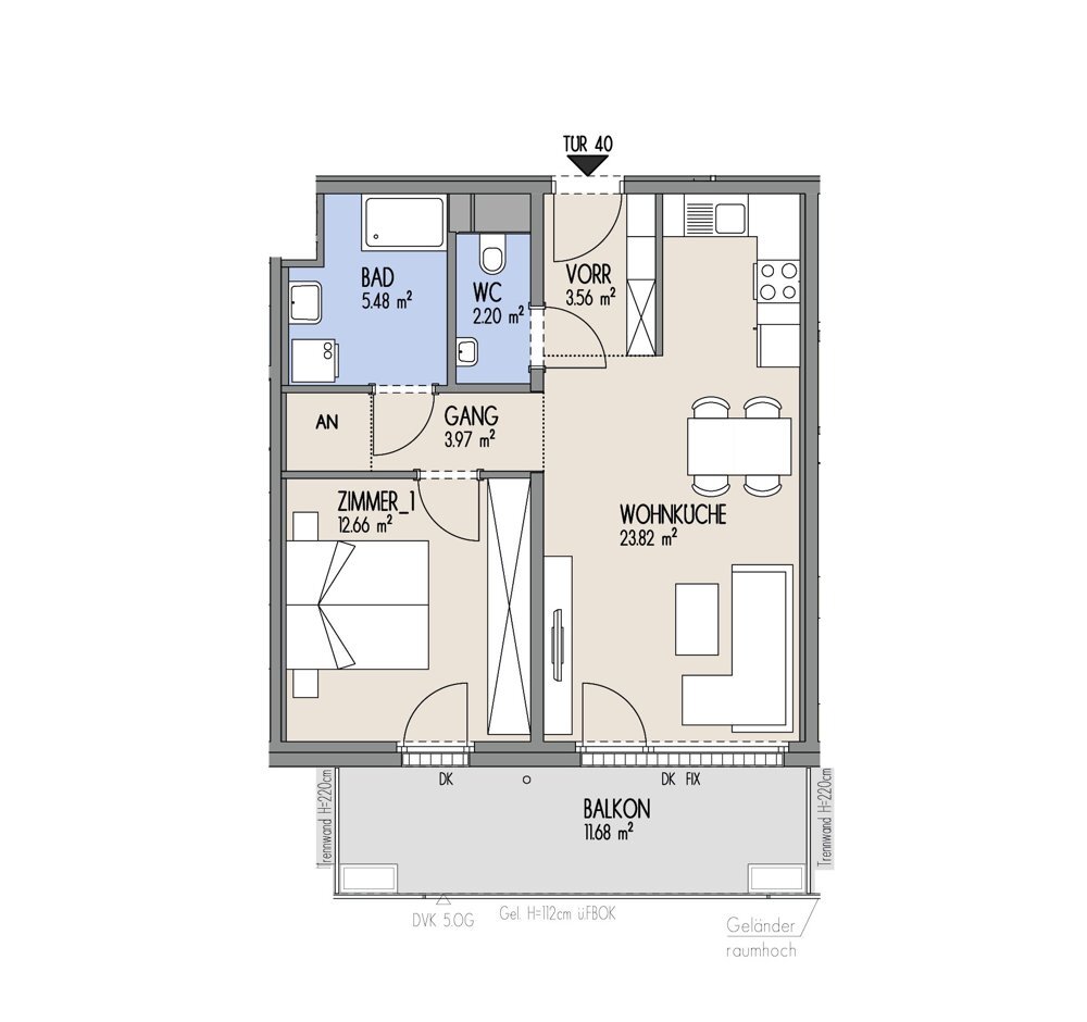 Hof am Park - Kompakte 2-Zimmer-Wohnung mit Balkon - Top 1.40 /  / 1220 Wien / Bild 1