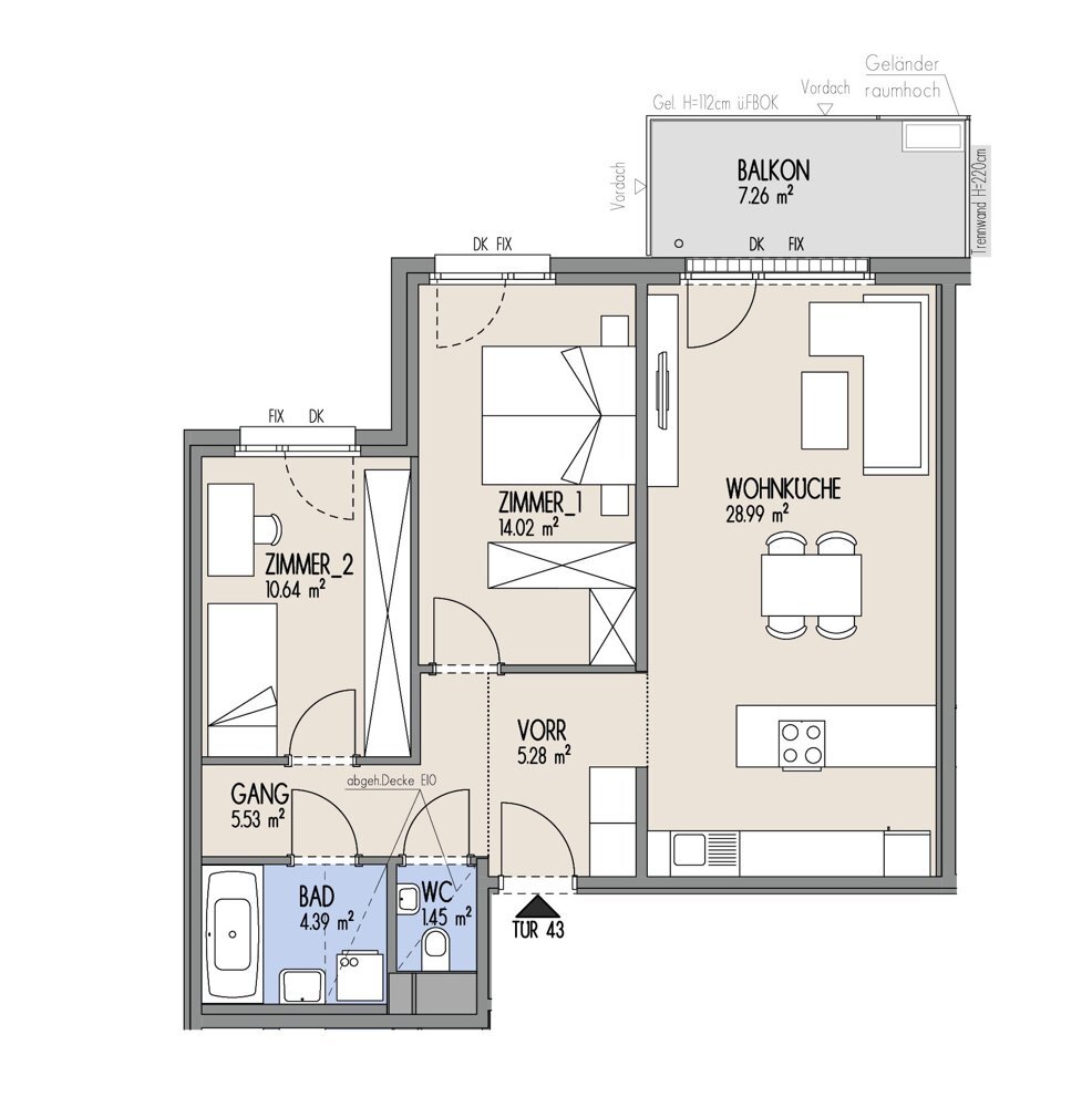 Hof am Park - Helle 3-Zimmer-Wohnung mit Morgensonne und Balkon - Top 1.43 /  / 1220 Wien / Bild 1