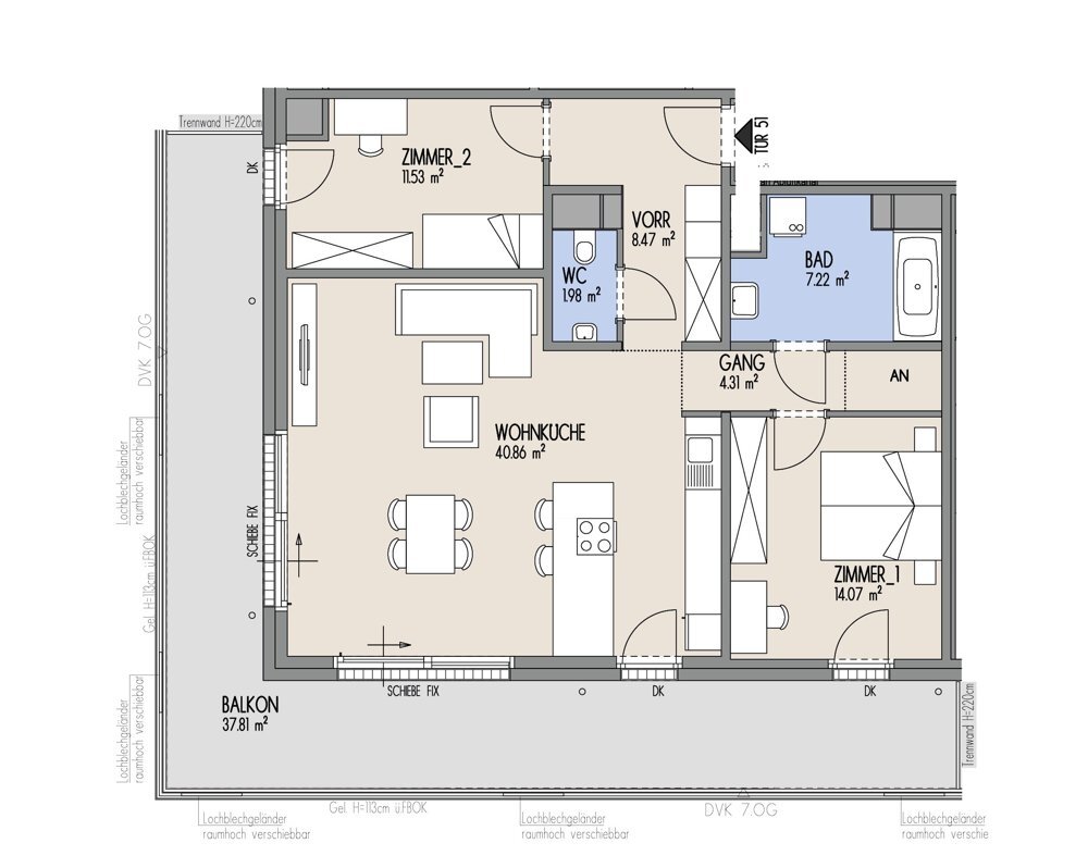 Hof am Park - 3-Zimmer-Wohnung mit traumhafter Ost-West-Aussicht - Top 1.51 /  / 1220 Wien / Bild 1