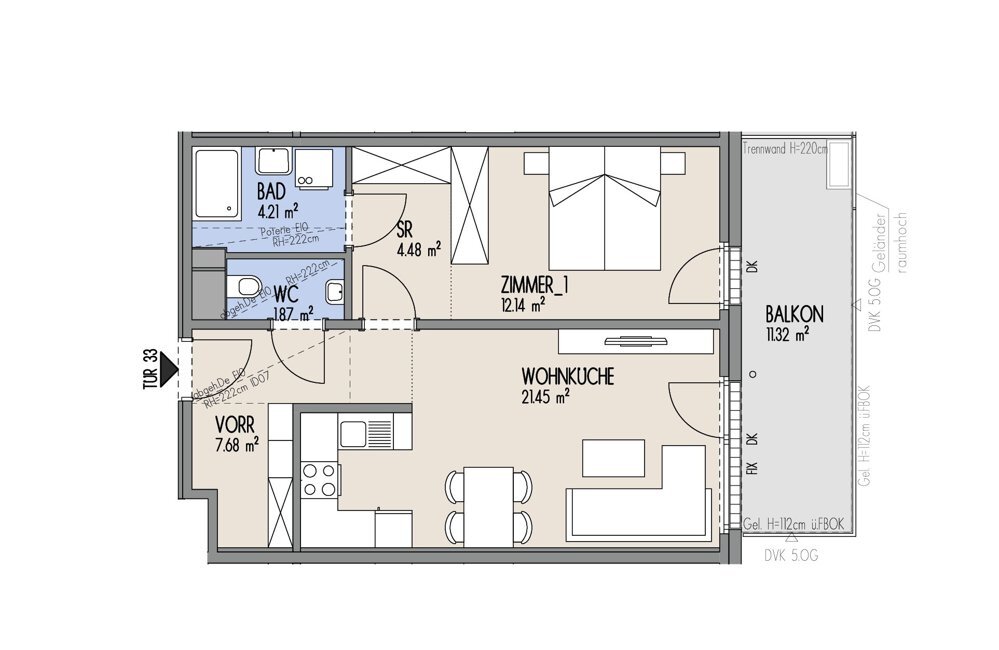 Hof am Park - Helle 2-Zimmer-Wohnung mit grozgigem Sdbalkon und U-Bahn Nhe - Top 2.33 /  / 1220 Wien / Bild 1