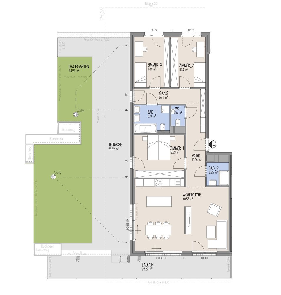 Hof am Park - Exklusive 4-Zimmer-Wohnung mit grozgiger Terrasse, Dachgarten, Raumhhe von 2,70 - Top 2.37 /  / 1220 Wien / Bild 1