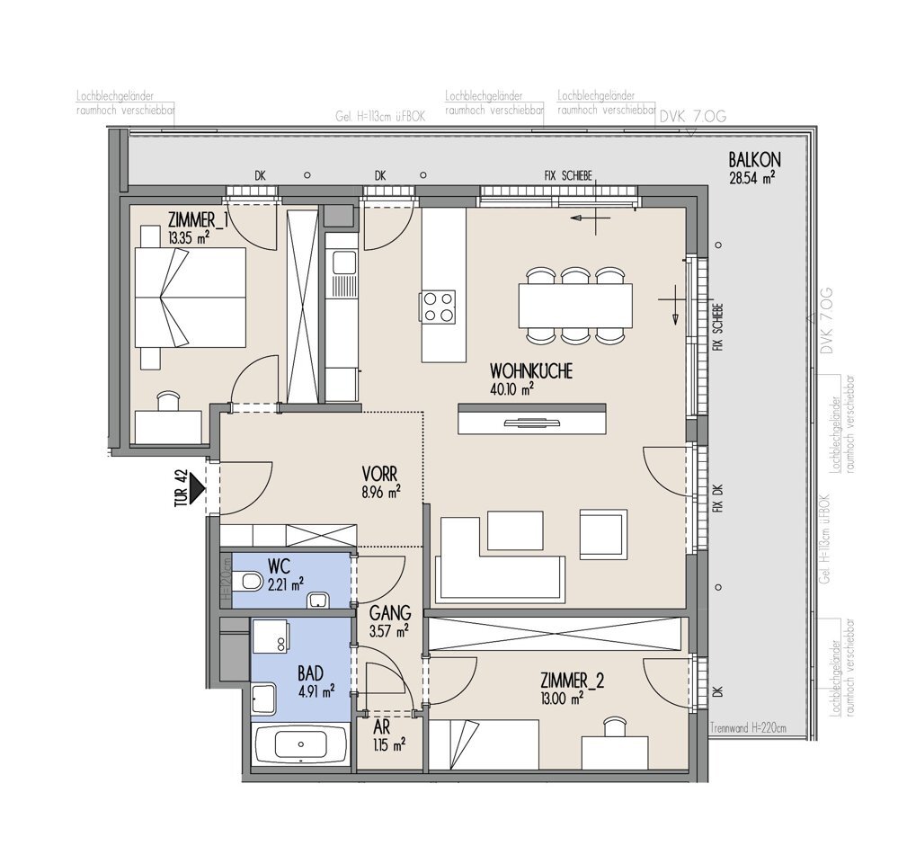 Hof am Park - Helle 3-Zimmer-Wohnung mit grozgigem Sd-Ost-Balkon  - Top 2.42 /  / 1220 Wien / Bild 1