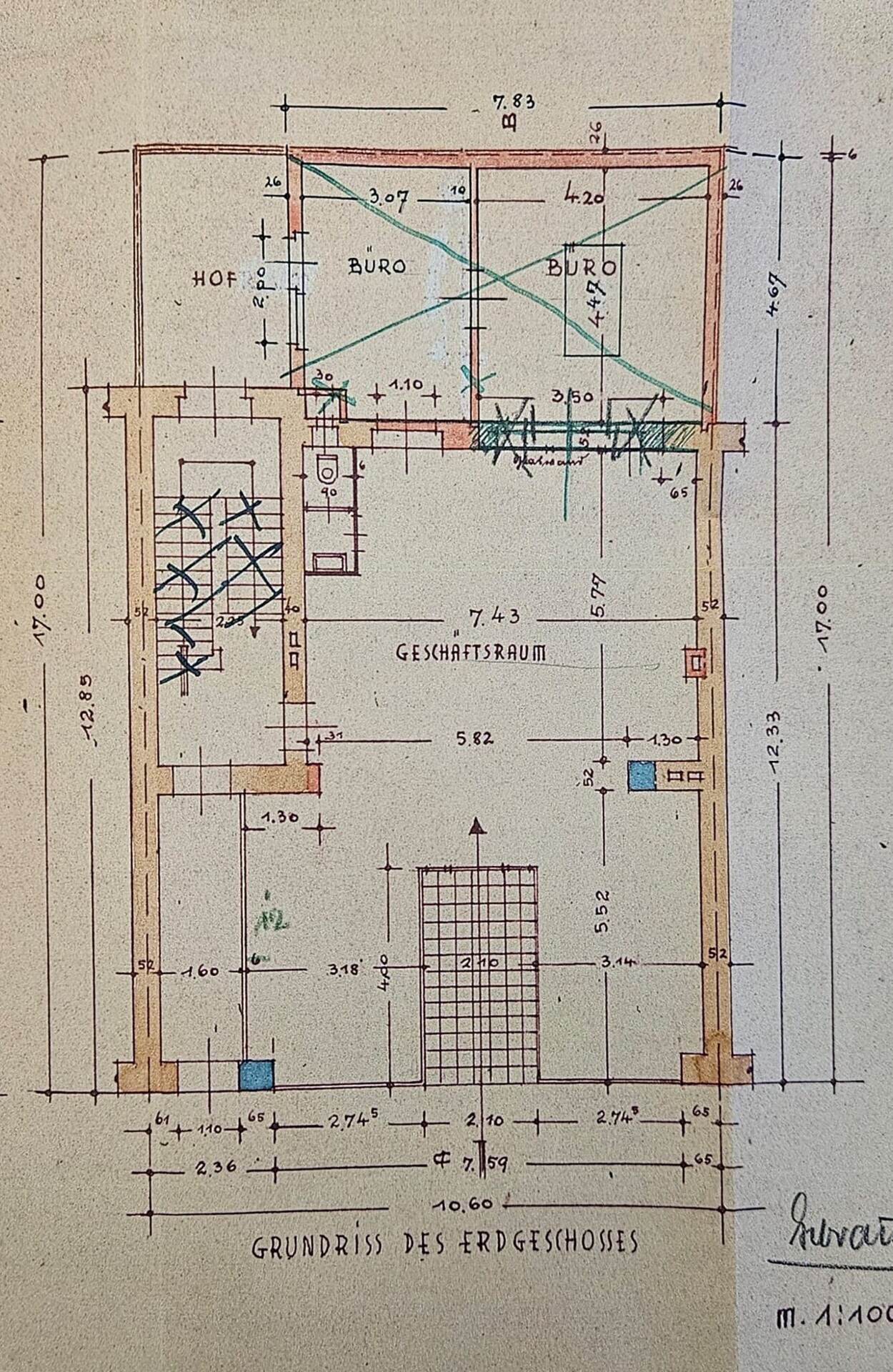 Charakterstarke Gewerbeeinheit im Lorettoviertel! – Grundriss 1