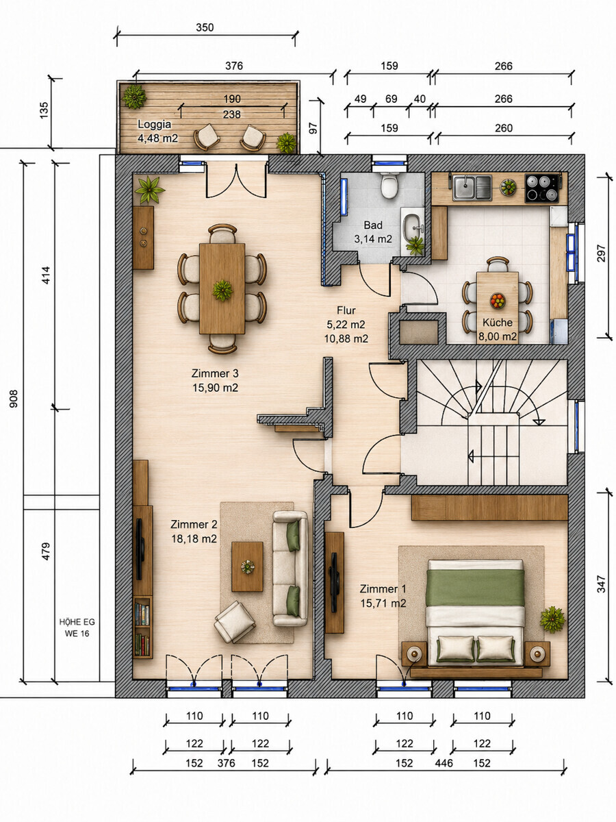 Grundriss visualisiert