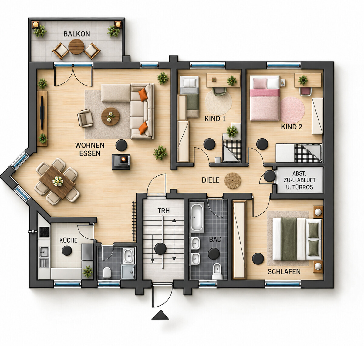 Visualisierter Grundriss 1.OG