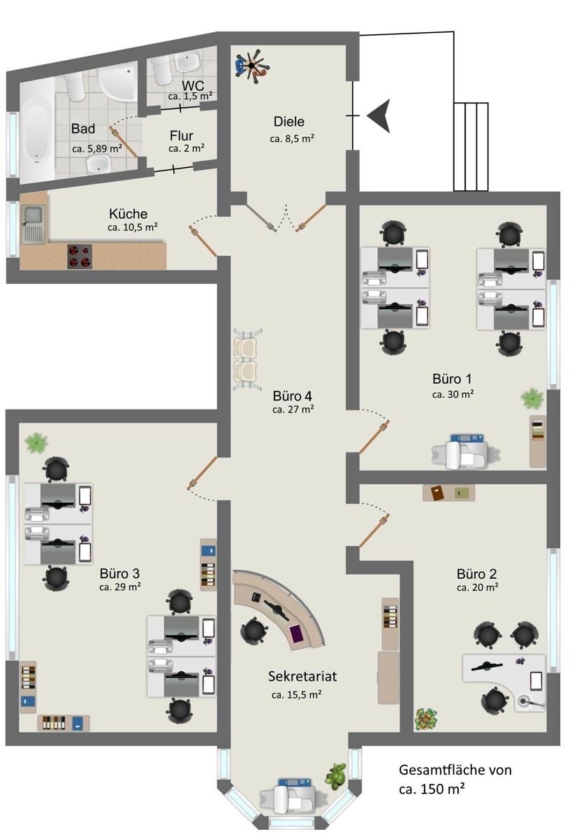 Grundriss Büro - Neu2 mit m²