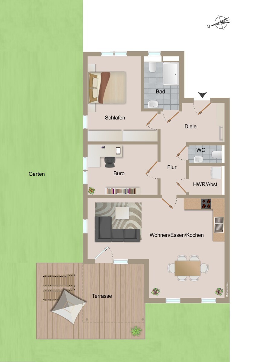 Grundriss mit Garten