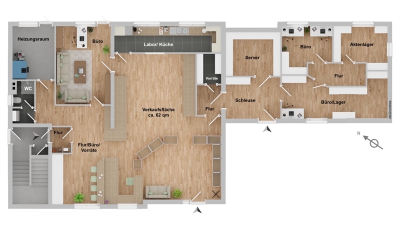 Grundriss EG Gewerbeeinheit gesamt inkl. Anbau