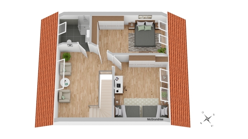 Grundriss Dachgeschoss 3 D