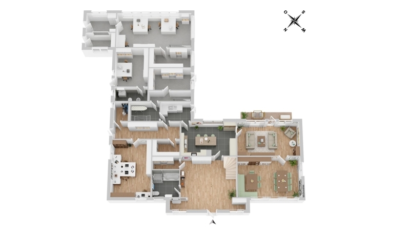 Grundrisse EG Wohnhaus + Büro + Werkstatt 