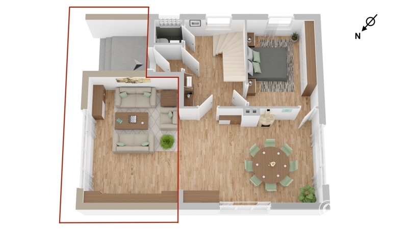 Grundriss mit möglichen Anbau EG 