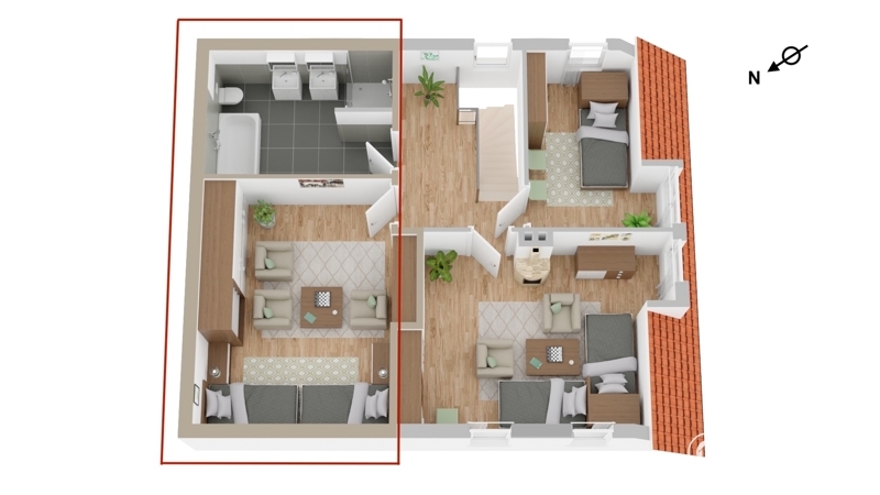 Grundriss mit möglichen Anbau OG 