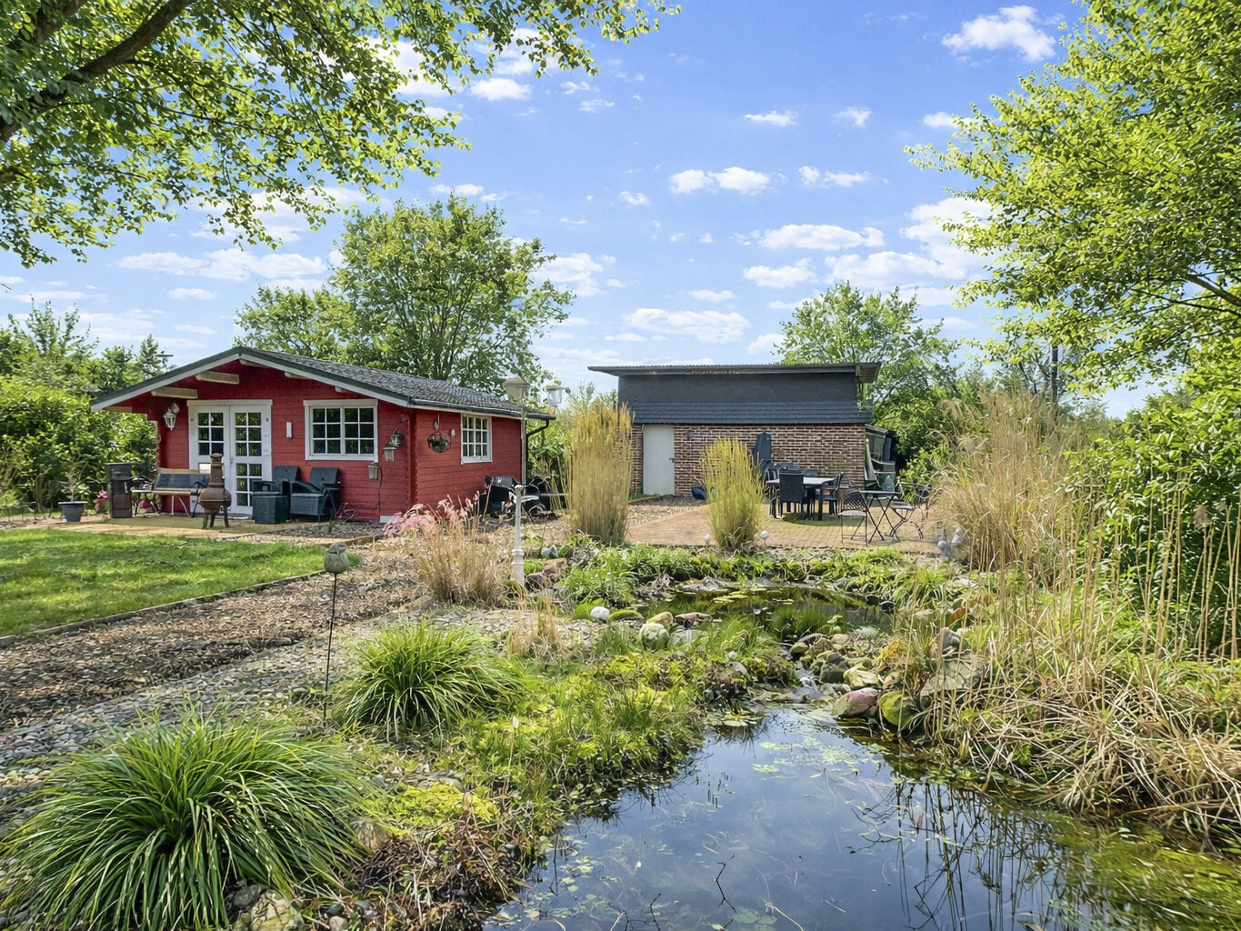 Teich und Gartenhaus